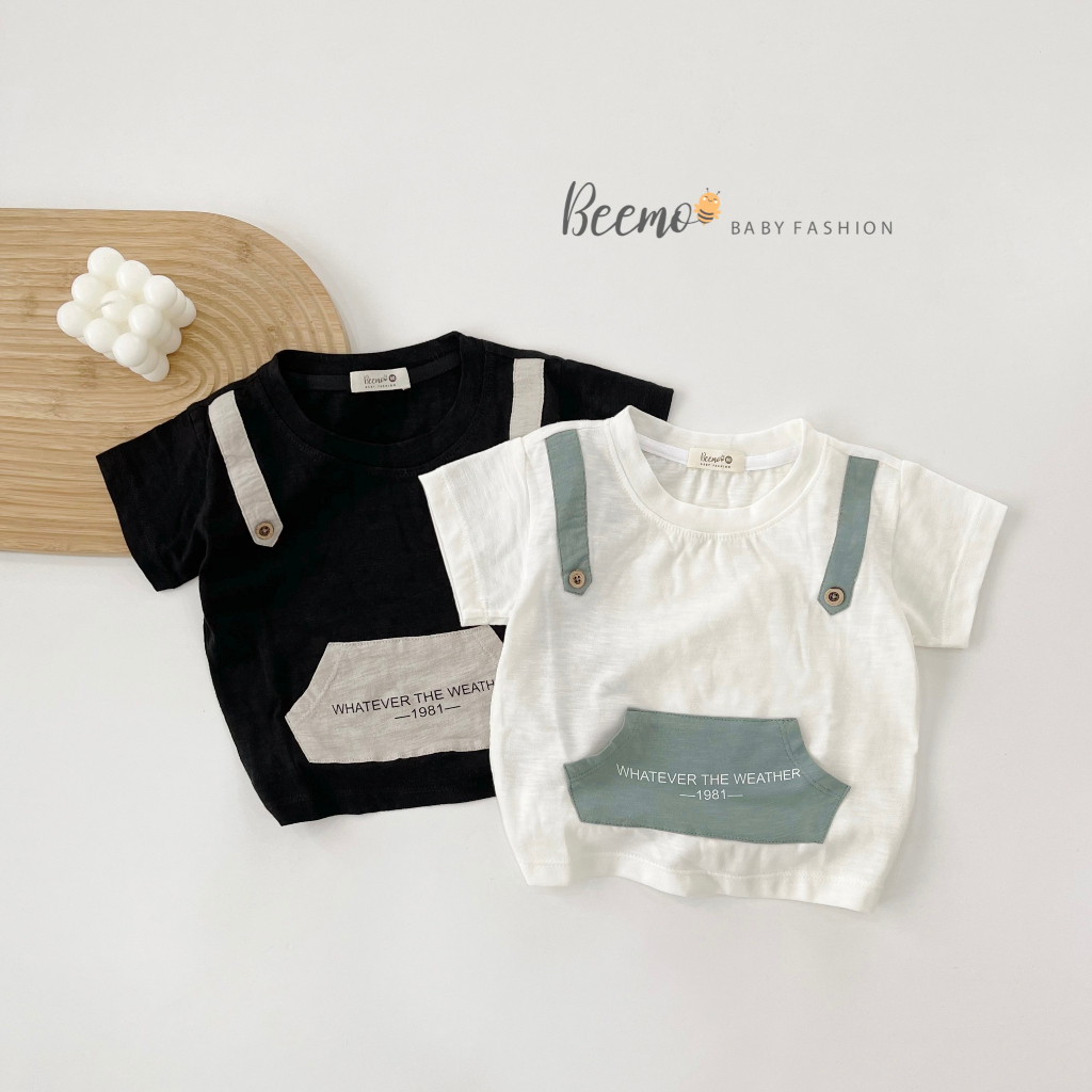 Set bộ quần áo bé trai Beemo phối đai, túi may liền độc đáo mặc hè vải cotton xược thấm hút mồ hôi từ 1 - 7 tuổi 22357B