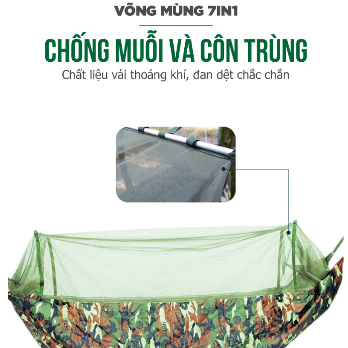 Võng mùng xếp gọn dã ngoại koen  cao cấp ,võng dù quân đội