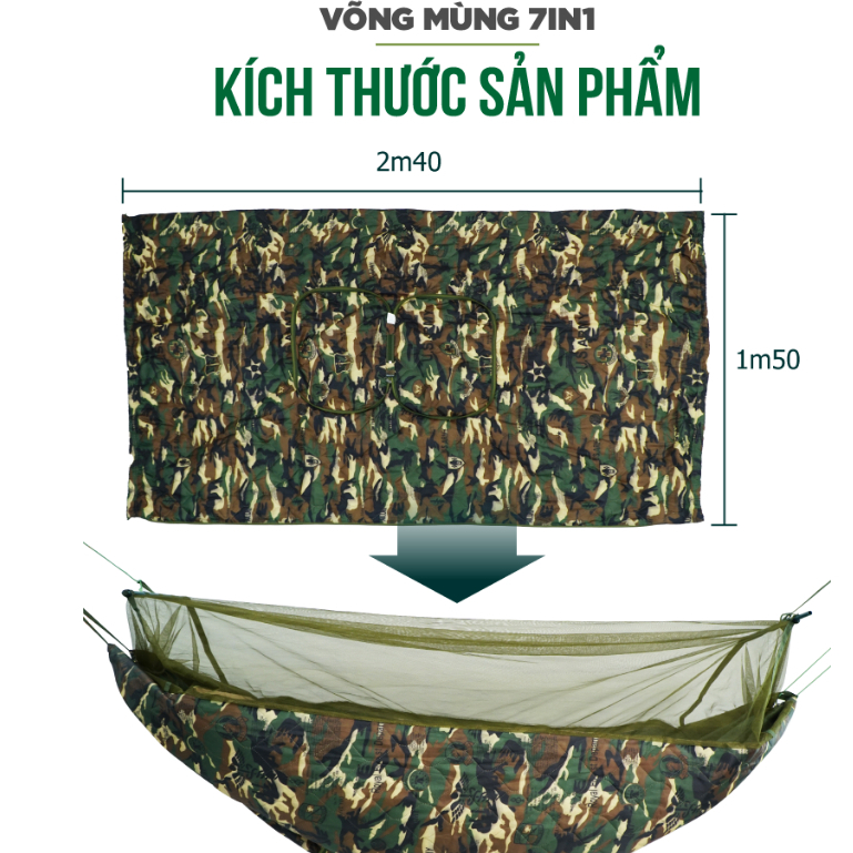 Võng mùng xếp gọn dã ngoại koen  cao cấp ,võng dù quân đội
