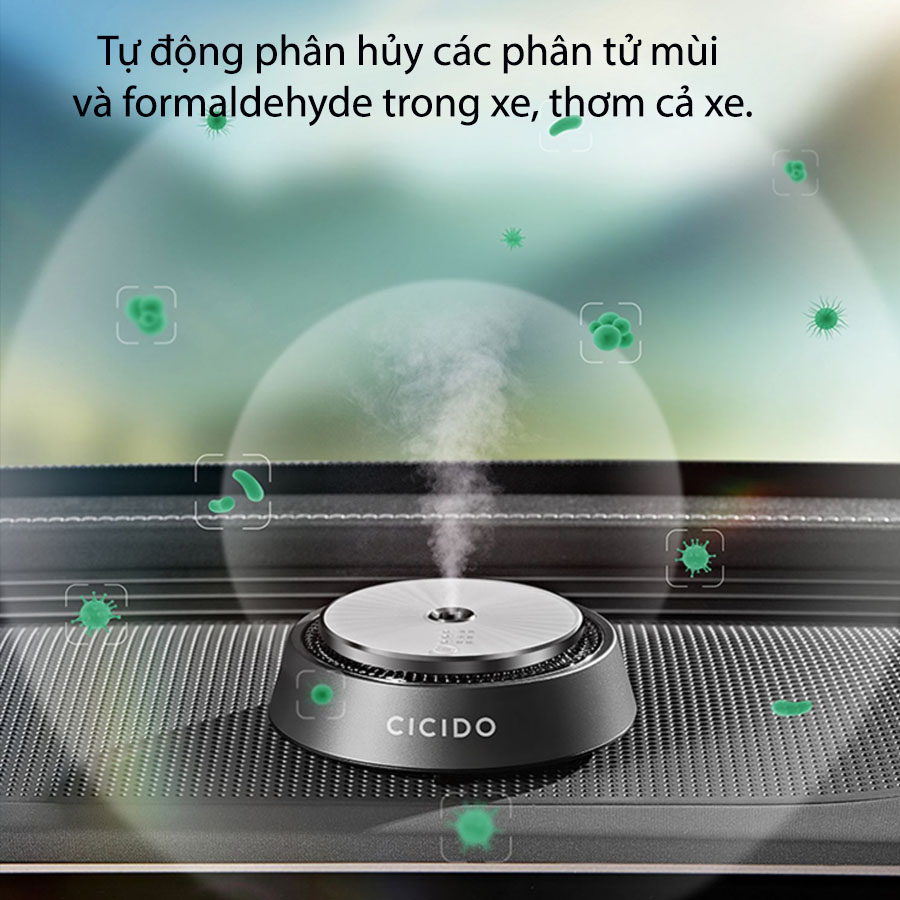 Máy khuếch tán tinh dầu CICDO, khuếch tán tinh dầu ô tô cao cấp, Máy phun tinh dầu trên xe hơi công nghệ AI thông minh