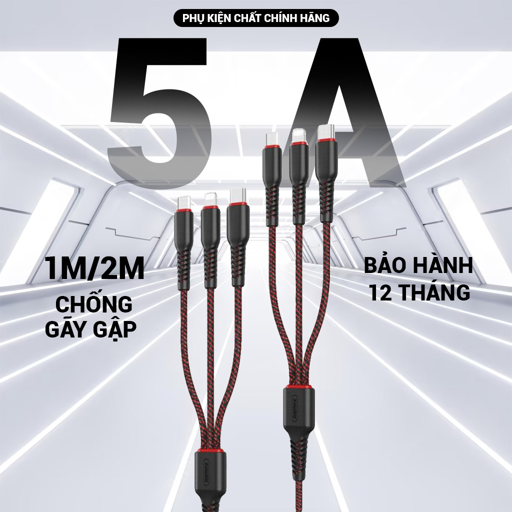 Cáp Sạc Đa Năng 6 in 1 RC-153, Dây Sạc Nhiều Đầu Sạc Nhiều Thiết Bị Cùng Lúc Hàng Chính Hãng BH 12 Tháng.