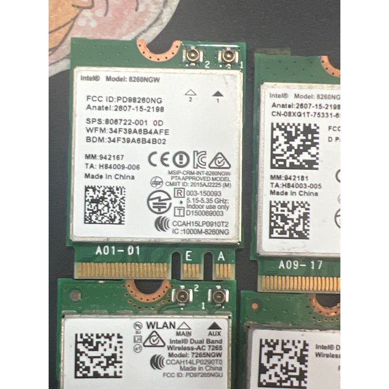 Card WiFi Laptop Intel 8260 8265 3160 3165 chuẩn AC + Blueooth 4.2 Hàng zin tháo máy đã tes ok