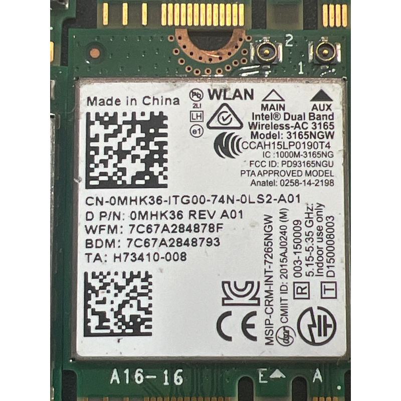 Card WiFi Laptop Intel 8260 8265 3160 3165 chuẩn AC + Blueooth 4.2 Hàng zin tháo máy đã tes ok