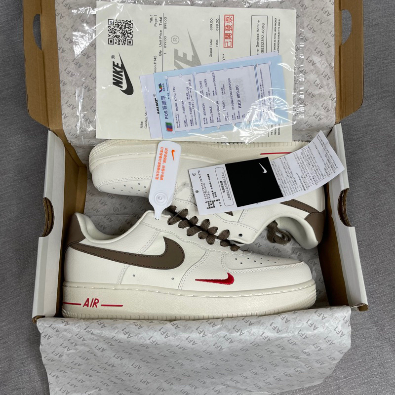 Af1 trắng nâu, giày sneaker thể thao, full phụ kiện, đế khâu lót nhung 1;1
