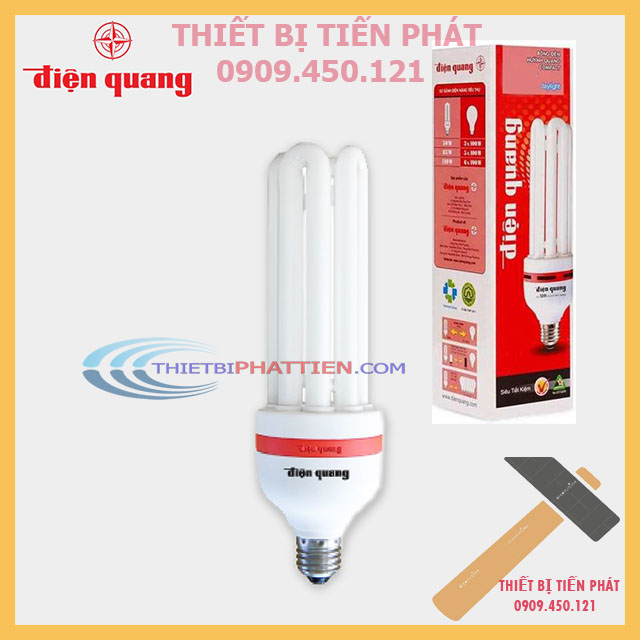 BÓNG ĐÈN COMPACT ĐIỆN QUANG 2U 8W, 3U 14W 18W, 4U 40W 50W DÙNG ĐUÔI E27 CHÍNH HÃNG