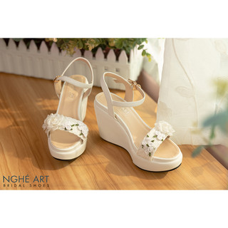 Giày cưới nghé art đế xuồng hoa 285-10p