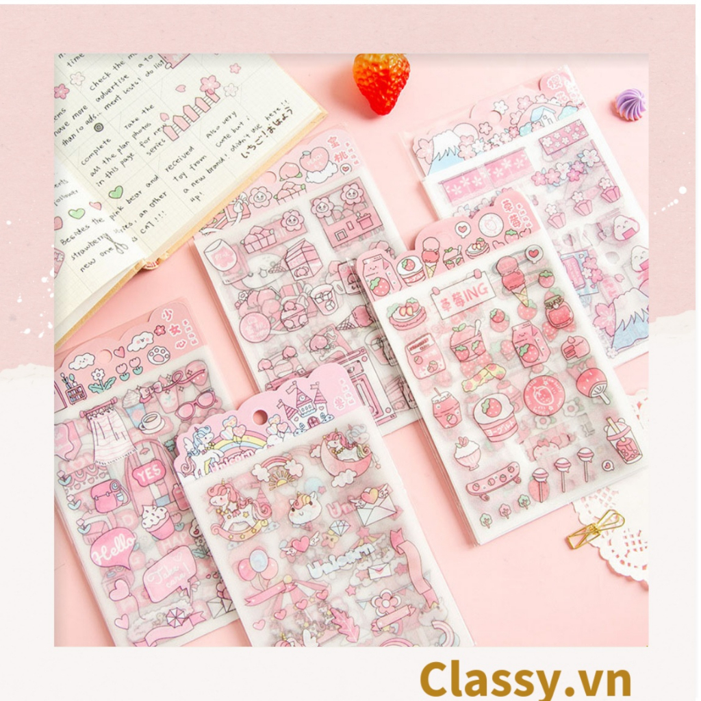 Hình dán trang trí Classy, sticker dễ thương, sticker dán laptop, điện thoại, tập, sổ, bình nước nhiều họa tiết PK1325