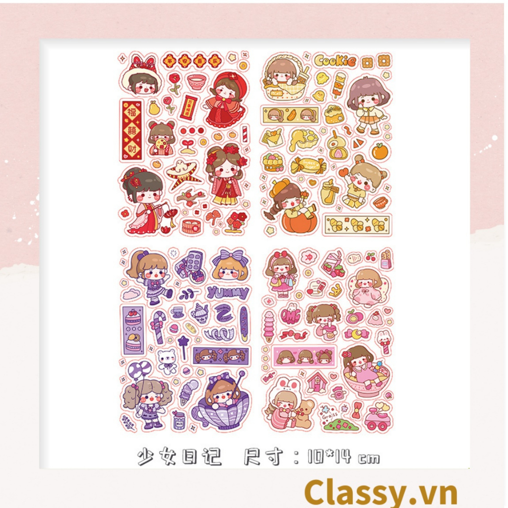 Hình dán trang trí Classy, sticker dễ thương, sticker dán laptop, điện thoại, tập, sổ, bình nước nhiều họa tiết PK1325
