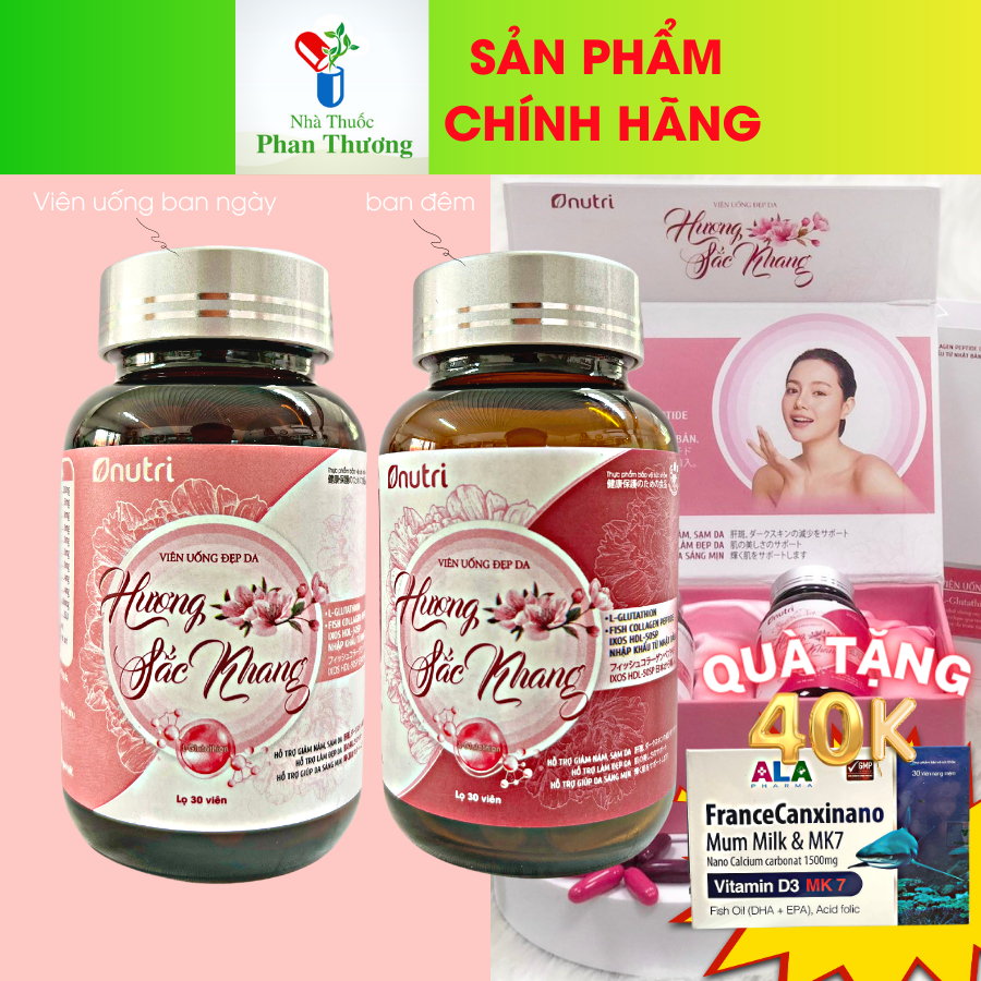 Nội tiết tốt nữ, viên uống nội tiết tố nữ Hương Sắc Khang hỗ trợ giảm nám, sạm da, đẹp da hộp 2 lọ x 30 viên