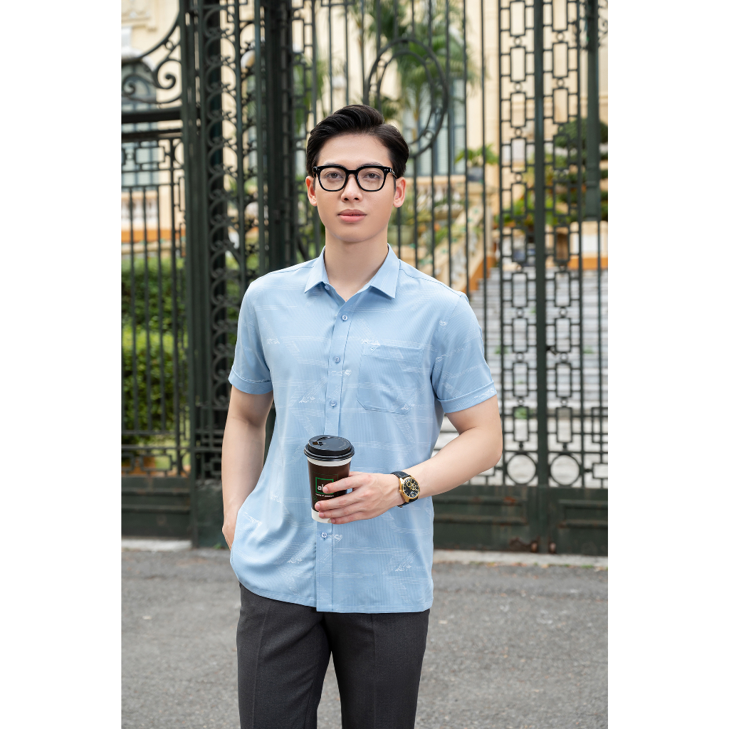 Áo Sơ Mi Ngắn Tay Vải Tre Dáng Ôm Vạt Bằng ASB7695
