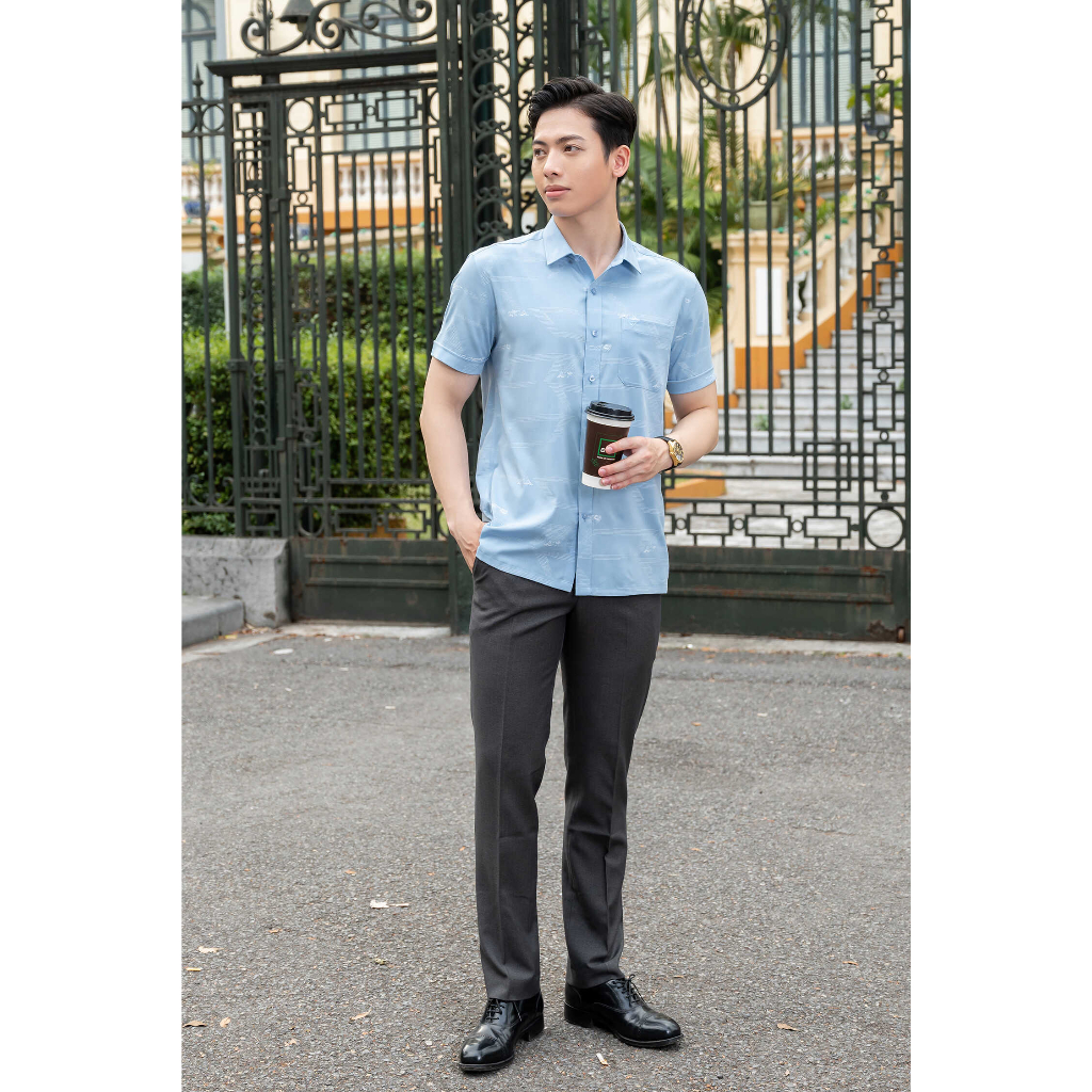 Áo Sơ Mi Ngắn Tay Vải Tre Dáng Ôm Vạt Bằng ASB7695