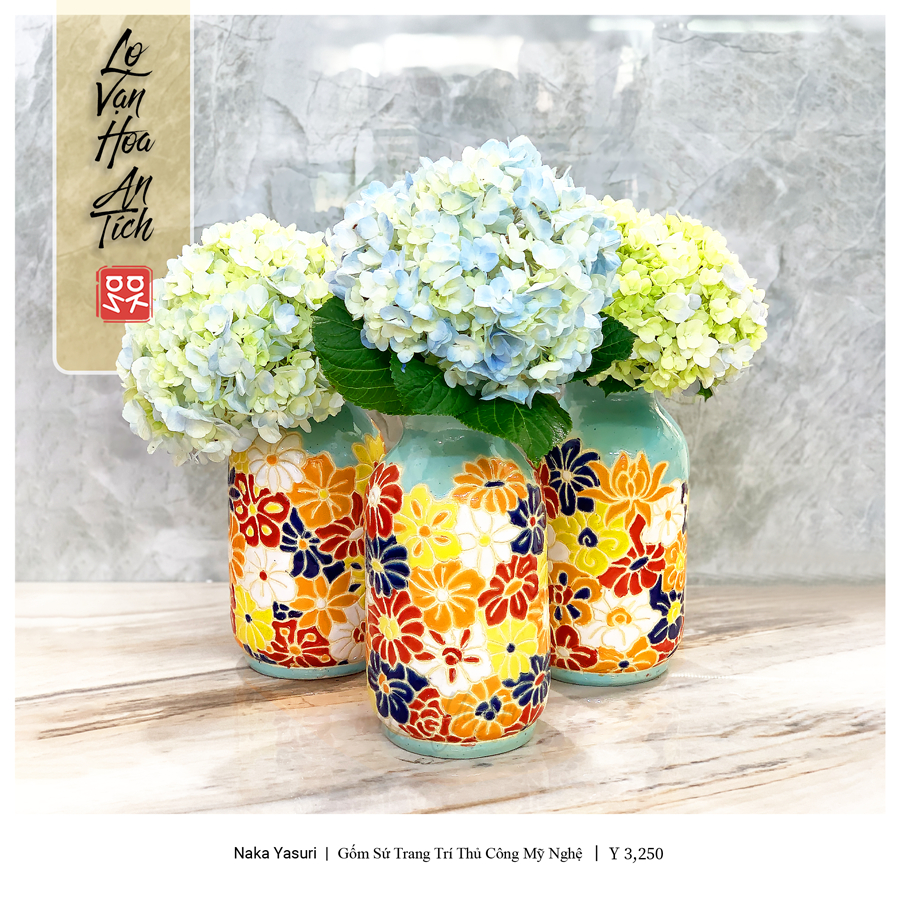 Lọ Hoa Gốm Sứ Vạn Hoa An Tích Khảm Thủ Công Mỹ Nghệ Trang Trí Để Bàn Sang Trọng