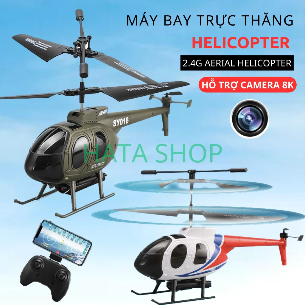 Máy Bay Trực Thăng R/C Điều Khiển Từ Xa Helicopter SY016 Có Camera 8K Bản 2 Pin Sạc, mô hình máy bay trực thăng trên khô