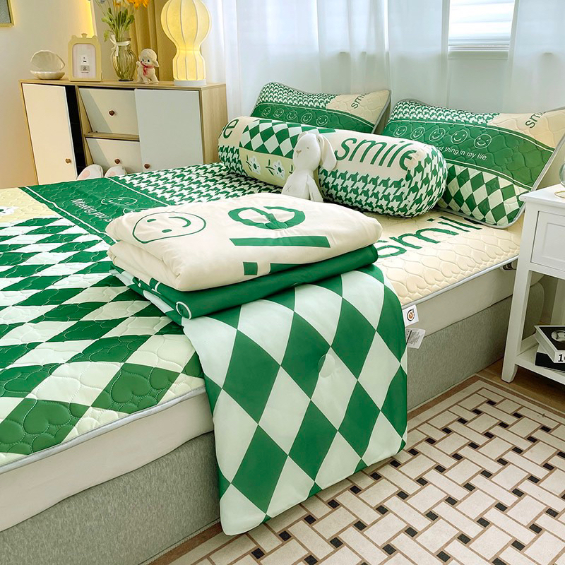 Combo 5 món chiếu 5D kèm chăn thun lạnh, hàng loại 1 nặng 4.5kg Suhali.shop chiếu điều hoà, chiếu cao su non