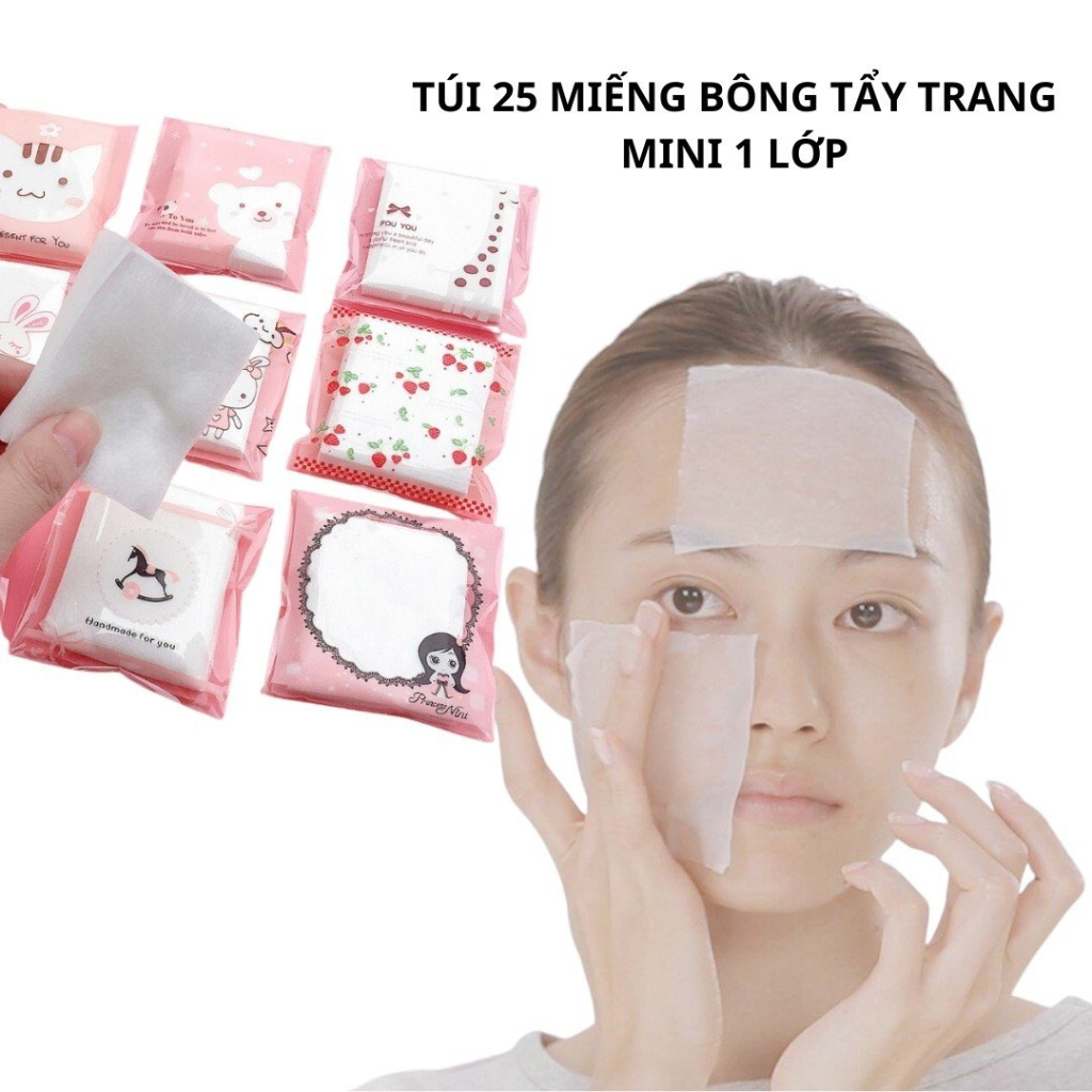 Túi 25 miếng bông tẩy trang mini 1 lớp tiện lợi- Phụ kiện du lịch