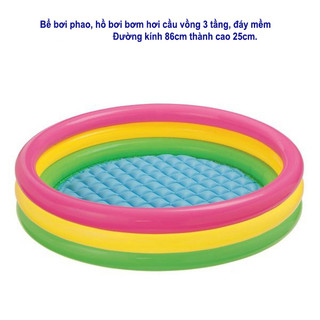 hồ bơi bể bơi phao cầu vồng 3 tầng đường kính 86cm cao 25cm đáy mềm