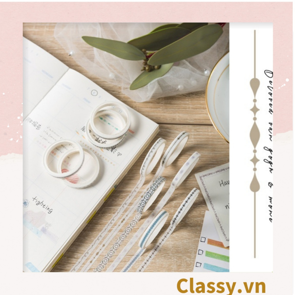 Hộp 10 cuộn băng keo  Classy trang trí mini nhiều họa tiết dễ thương PK1272