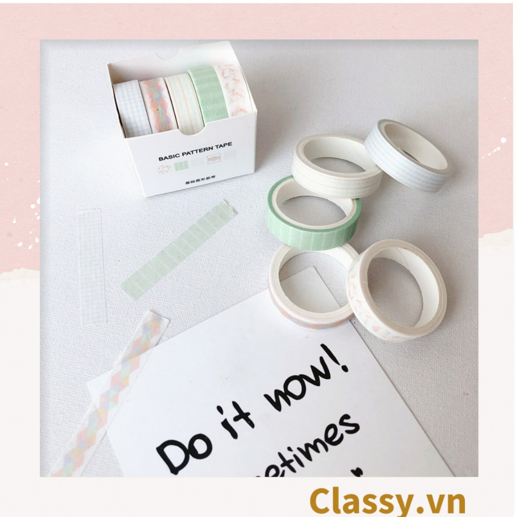Hộp 10 cuộn băng keo  Classy trang trí mini nhiều họa tiết dễ thương PK1272