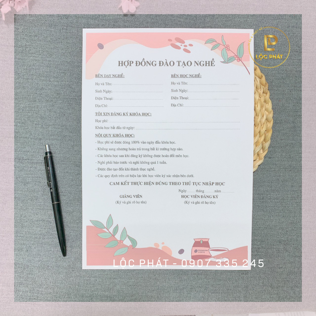 Khuyến mãi hợp đồng đào tạo nghề Spa, dưỡng sinh, Hair salon, ... giấy for 180gsm siêu xinh kích thước A4