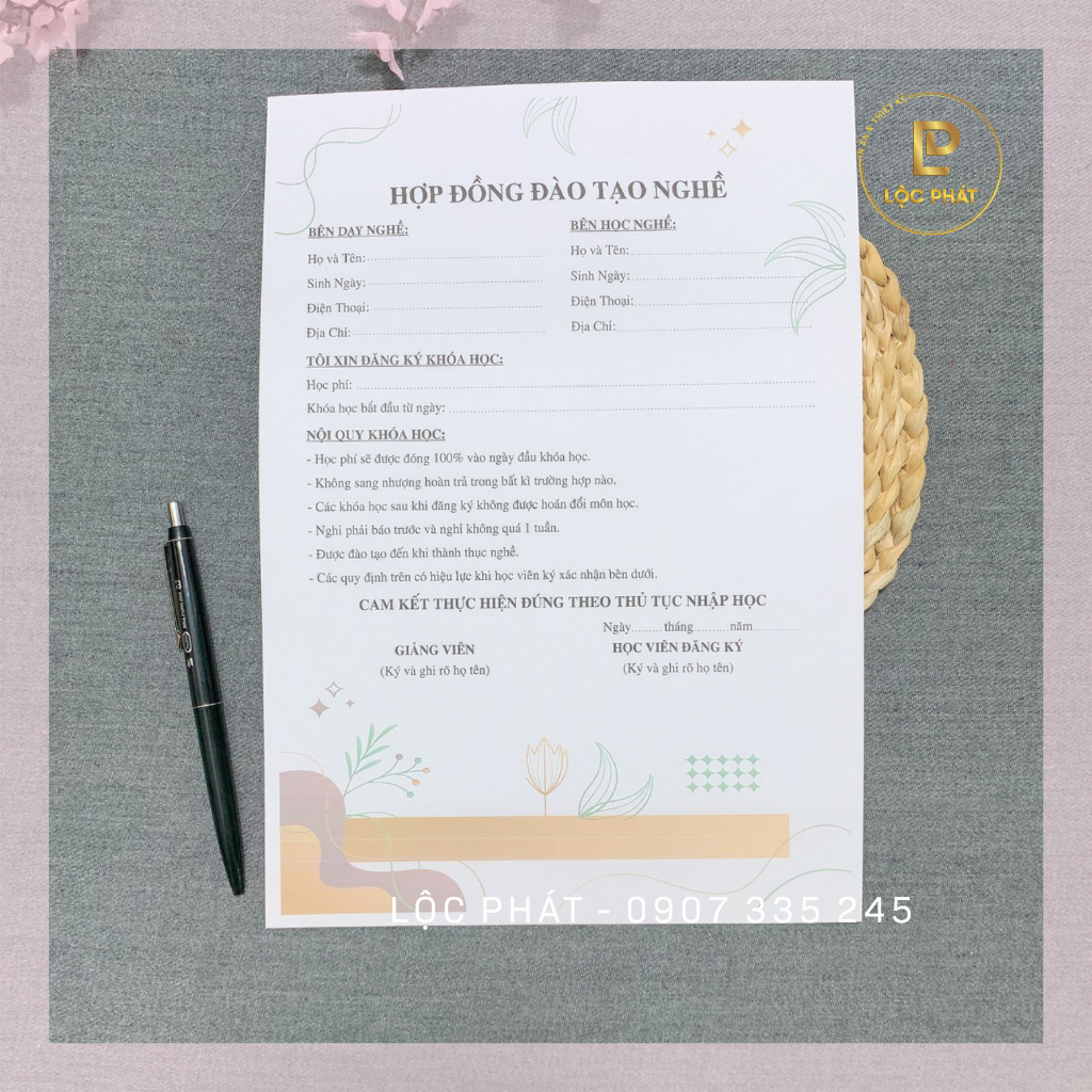 Khuyến mãi hợp đồng đào tạo nghề Spa, dưỡng sinh, Hair salon, ... giấy for 180gsm siêu xinh kích thước A4