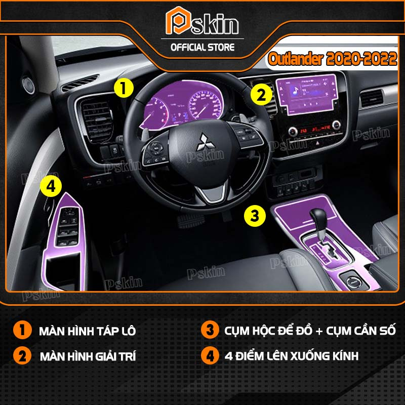 Dán PPF trong suốt bảo vệ nội thất xe Mitsubishi Outlander 2020-2022