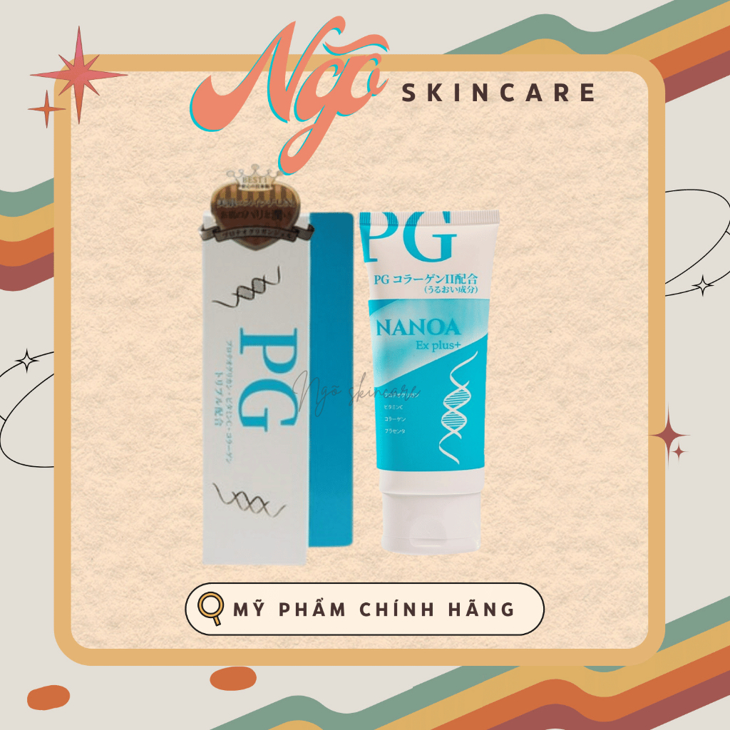 Gel dưỡng ẩm &amp; phục hồi da PG Nanoa Ex Plus+ 100g Nhật Bản, Kem dưỡng bổ sung Collagen phục hồi da sau peel, lăn kim