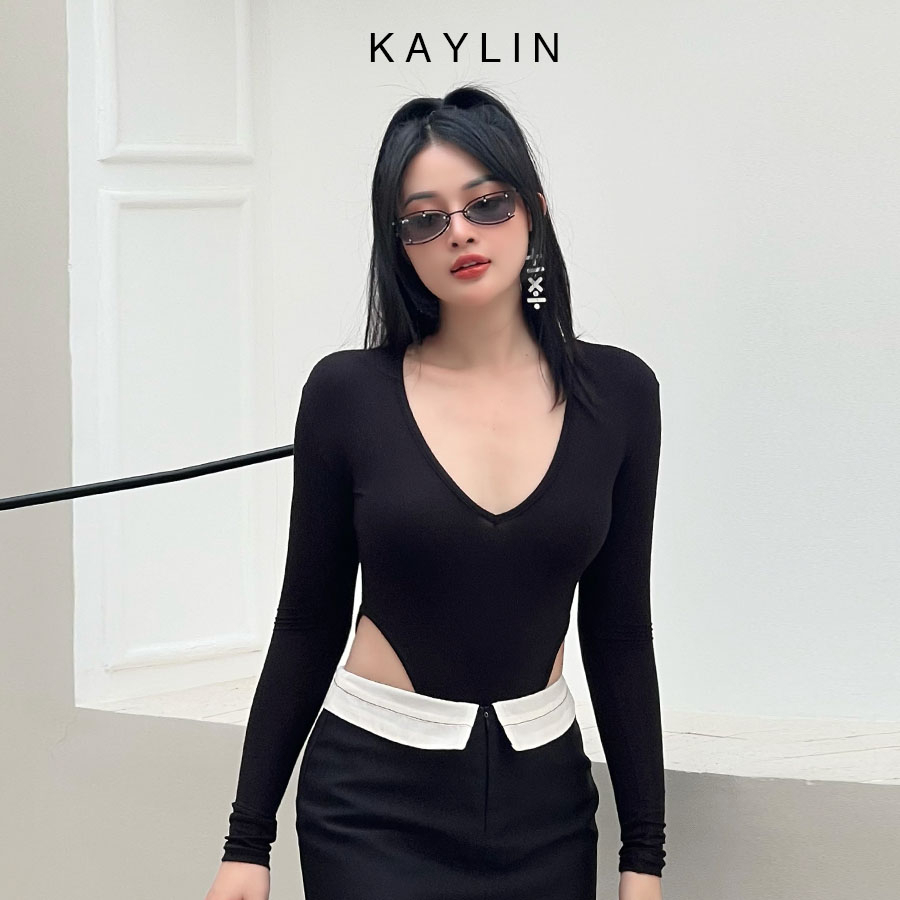 Bộ bodysuit tay dài khoét ngực phong cách KAYLIN - N2040