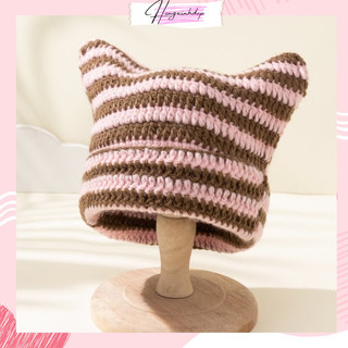 Mũ nón tai mèo cat beanie bằng len handmade siêu dễ thương