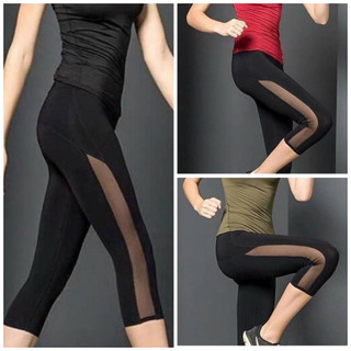 Quần Lửng Phối Lưới Chất Thun Thoáng Mát Mới (Đồ Tập Gym-Yoga Nữ)