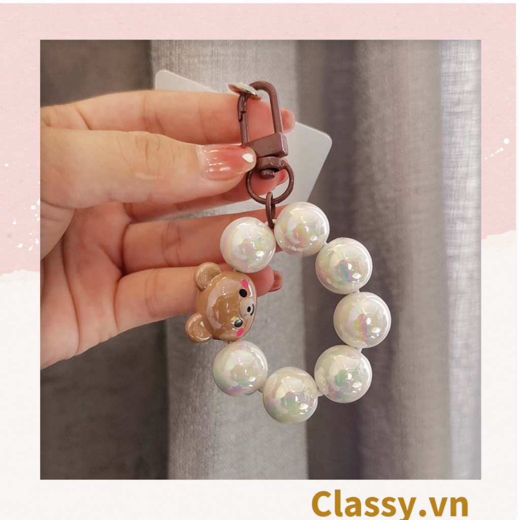 Móc khóa Classy, móc đeo điện thoại móc điện thoại chuỗi hạt nhựa nhiều màu, nhiều kích thước PK1268