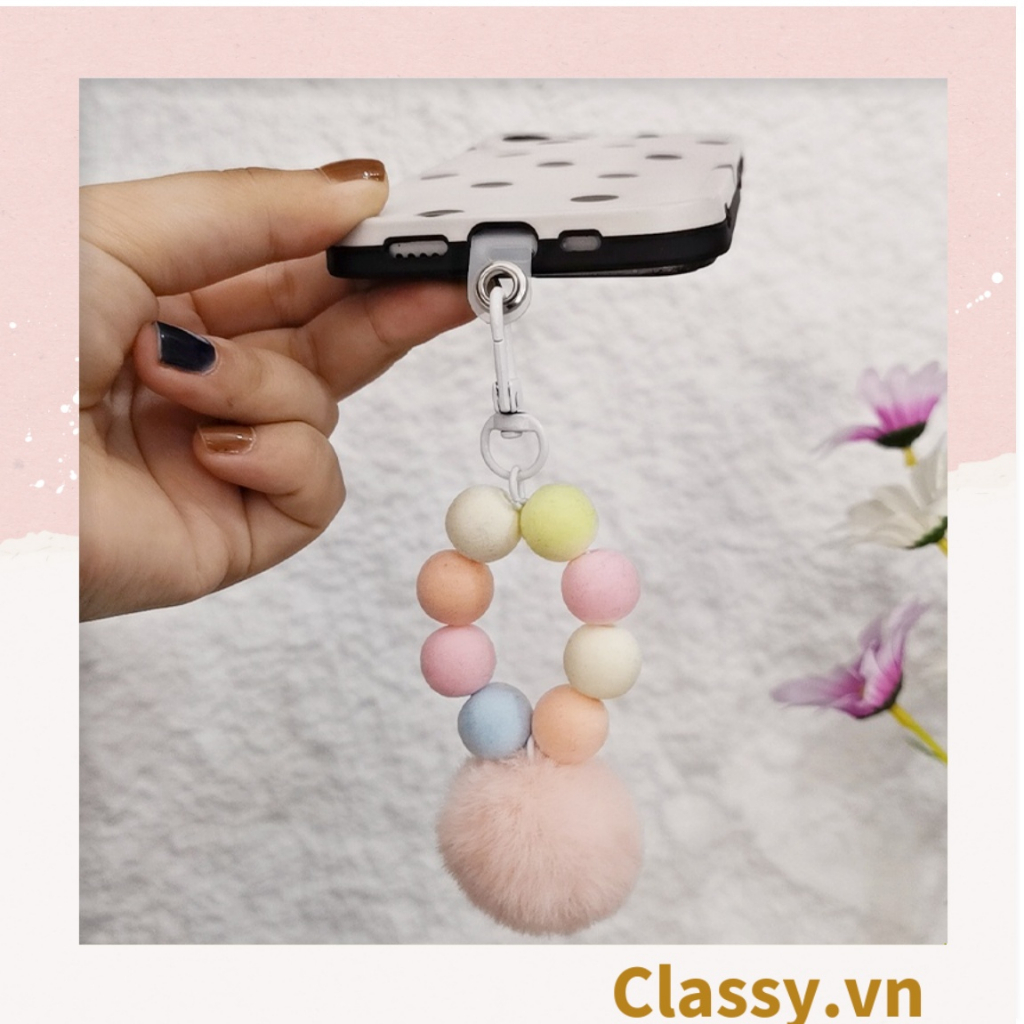 Móc khóa Classy, móc đeo điện thoại móc điện thoại chuỗi hạt nhựa nhiều màu, nhiều kích thước PK1268