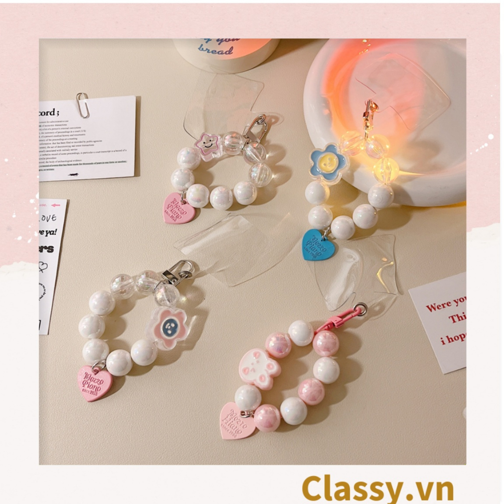 Móc khóa Classy, móc đeo điện thoại móc điện thoại chuỗi hạt nhựa nhiều màu, nhiều kích thước PK1268