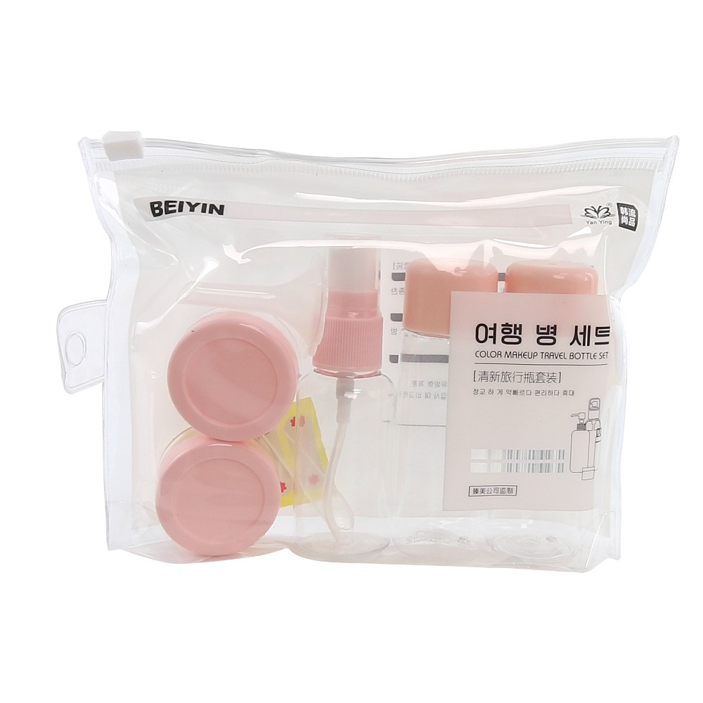Chai Chiết Mỹ Phẩm, Bộ 7 Chai Chiết Mỹ Phẩm Du Lịch Tiện Dụng,bộ chiết mỹ phẩm, dầu gội, kèm túi zip như hình 30074