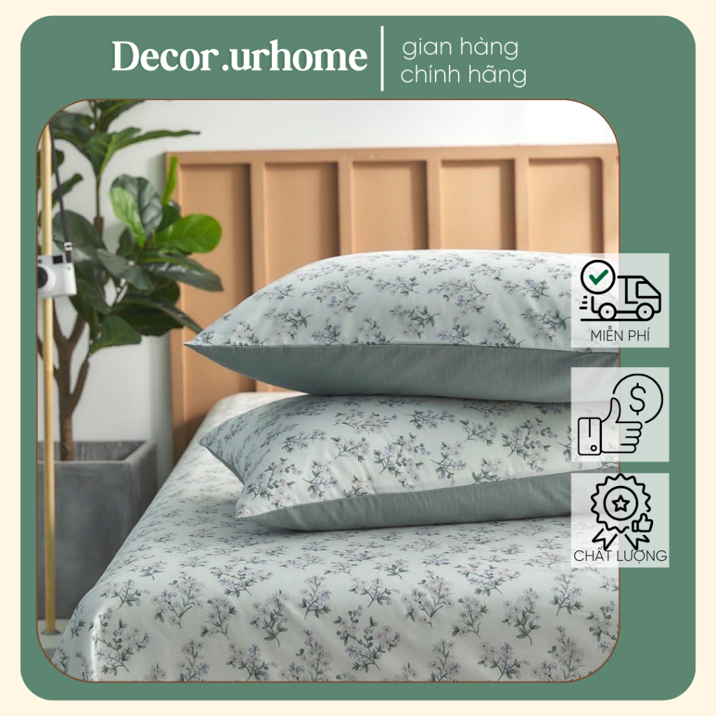 COTTON 100%| BỘ 3 MÓN GA GỐI COTTON 100% hoạ tiết thiên nhiên
