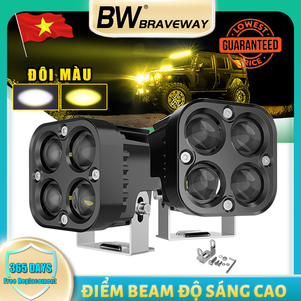 Đèn Trợ Sáng xe máy đèn trợ sáng bi cầu mini led xey mini chính hãng bi Cầu đèn pha bi cầu xe máy 2 Mầu cos vàng Ph
