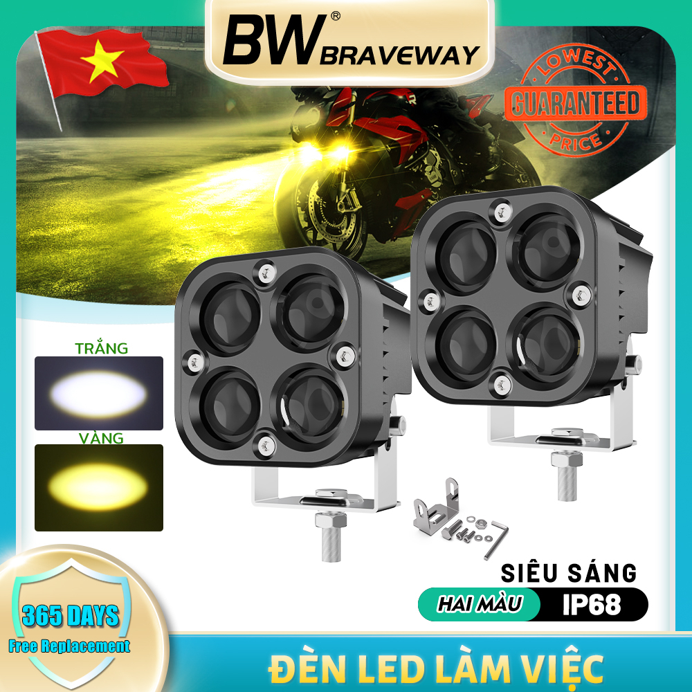 1 cái xe máy LED hai màu không thấm nước làm việc ánh sáng lái xe ánh sáng LED ánh sáng đường phố vuông xe tải Sương