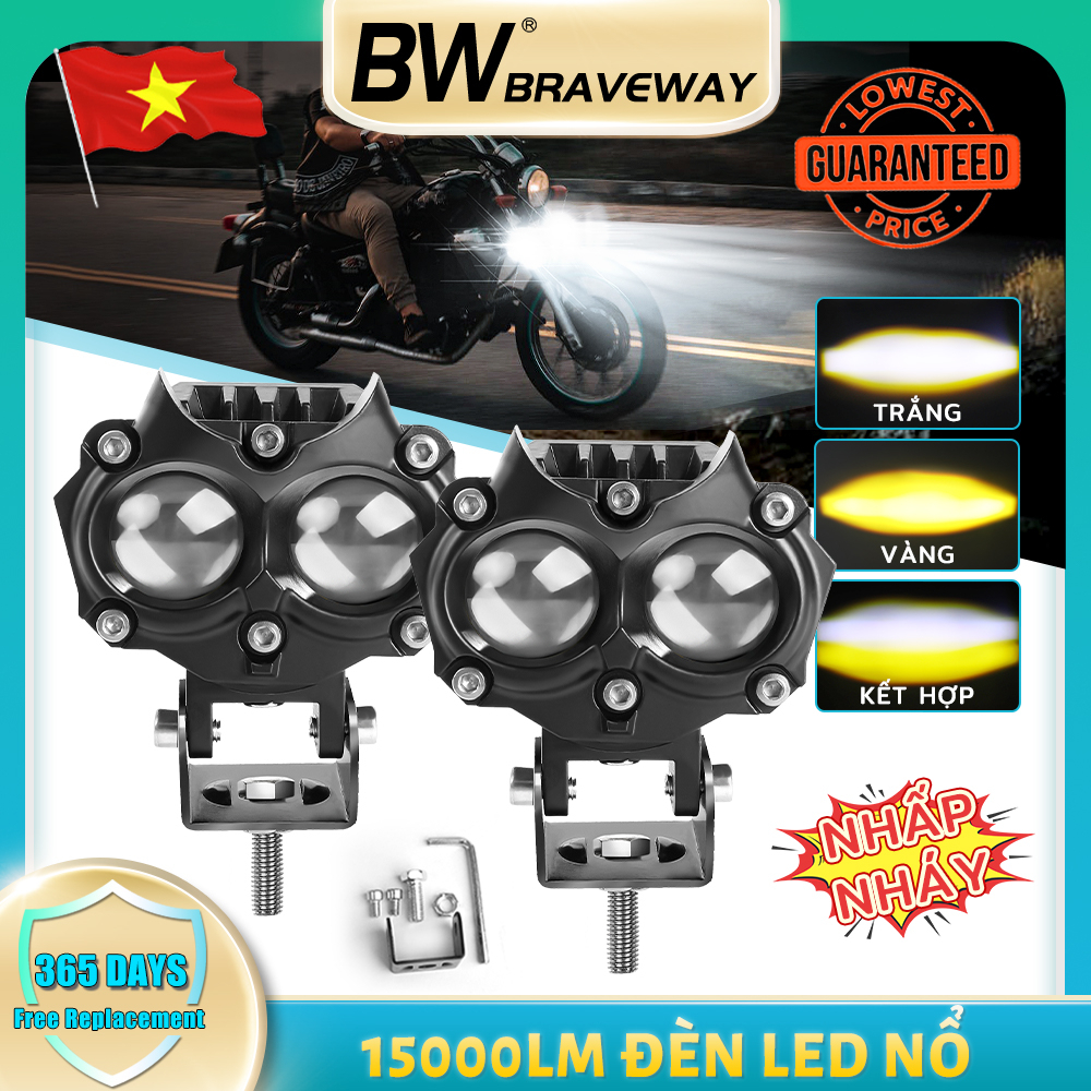 Mini Đèn lái xe trắng + vàng Đèn LED bóng đèn cho xe máy xe Đèn sân khấu 12V 24V cho xe moto