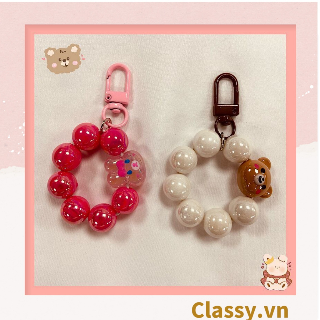 Móc khóa Classy, móc đeo điện thoại móc điện thoại chuỗi hạt nhựa nhiều màu, nhiều kích thước PK1268