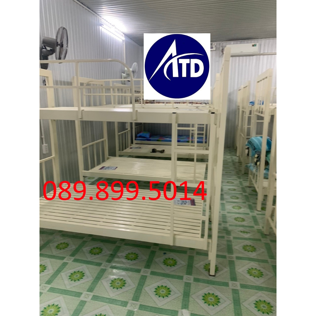 Giường 2 tầng sắt hộp vuông 4x8 cao cấp nhiều kích thước ngang 80cm 1m 1m2 1m4 1m6 1m8 dài 2m cho gia đình nằm rộng rãi