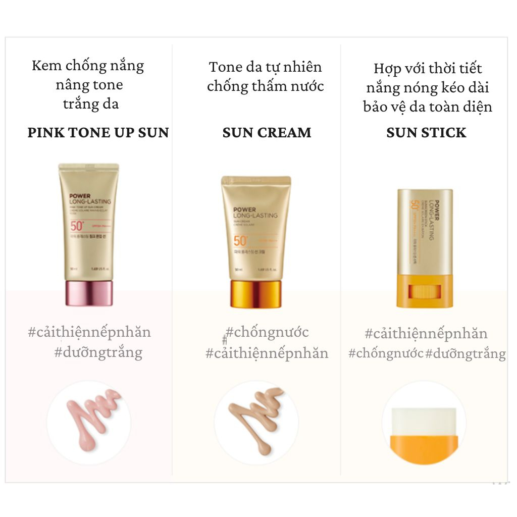 Kem Chống Nắng The Face Shop Power Long Lasting SPF50+ PA+++ Nâng Tone Da Tự Nhiên Cấp Ẩm Sâu