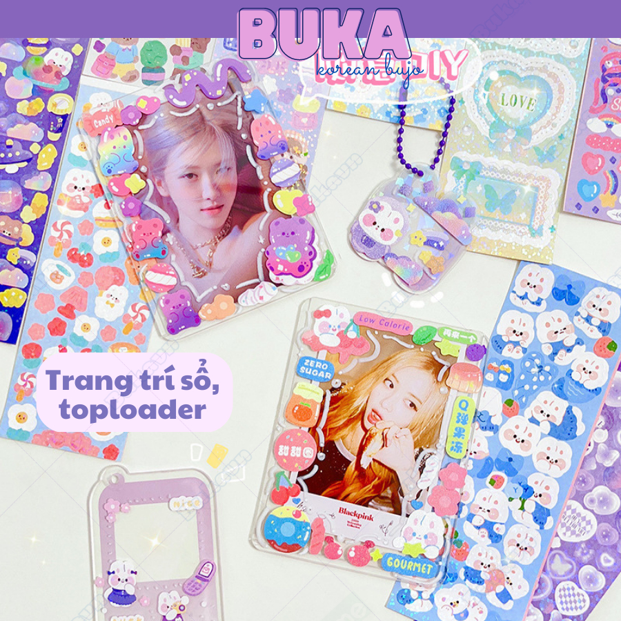 Sticker trang trí toploader Buka lấp lánh sticker deco top loader, sổ tay, keyring, ốp điện thoại set 10 20