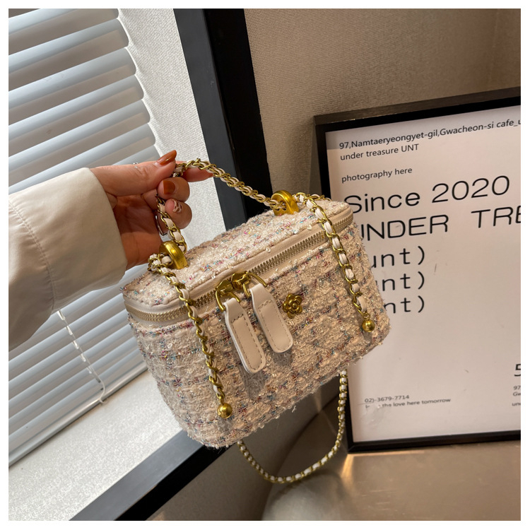 Túi Xách Mini Bằng Len Phối Dây Xích Thời Trang Thu Đông Dành Cho Nữ Túi nhỏ đeo chéo sang trọng túi Xách Nữ mini Đẹp