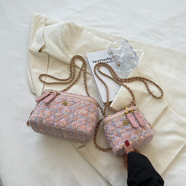 Túi Xách Mini Bằng Len Phối Dây Xích Thời Trang Thu Đông Dành Cho Nữ Túi nhỏ đeo chéo sang trọng túi Xách Nữ mini Đẹp