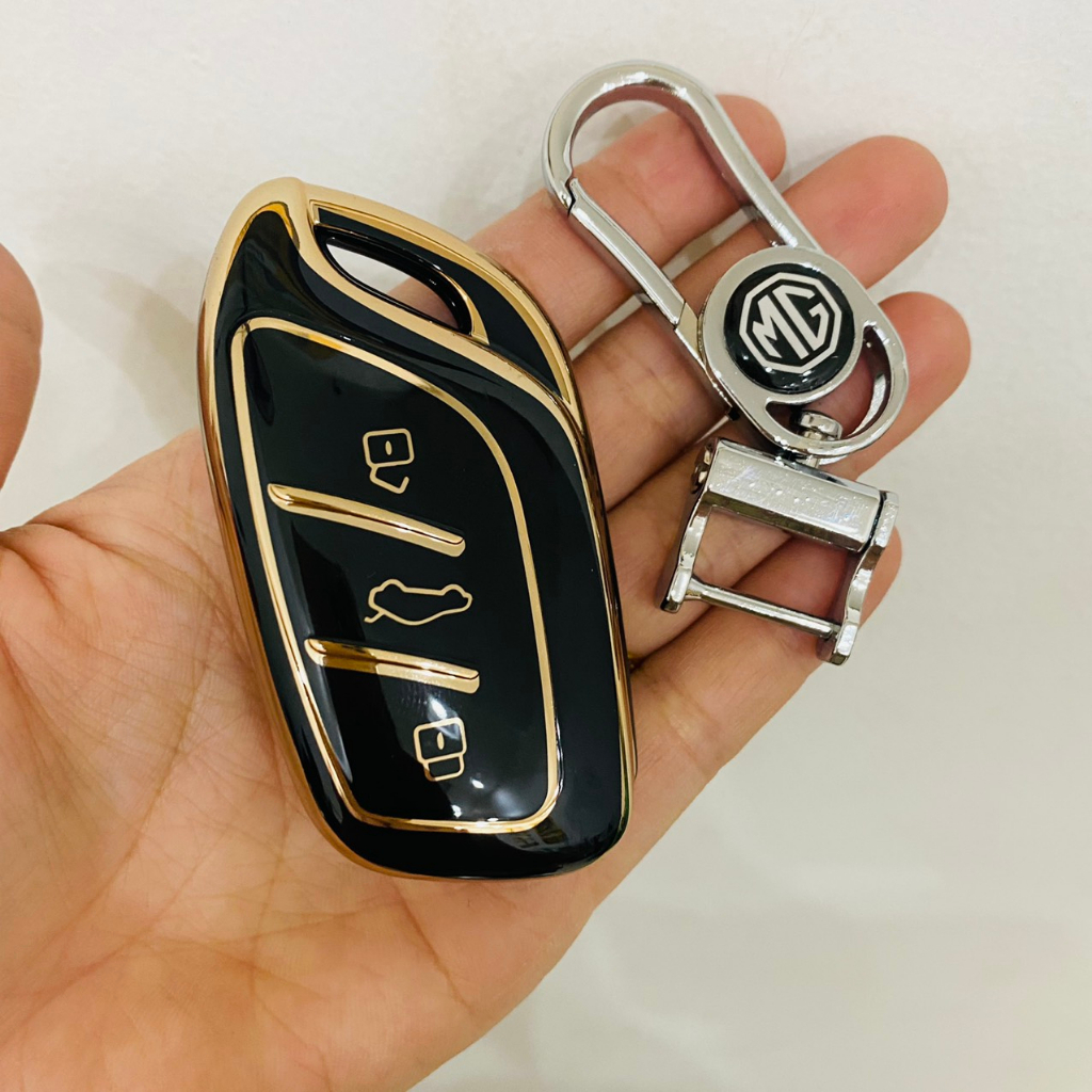 Ốp Chìa Khóa Tráng Gương Cho Xe MG ZS, HS - có thêm móc đeo chìa chất liệu silicon cao cấp, độ bền cao (TGV)