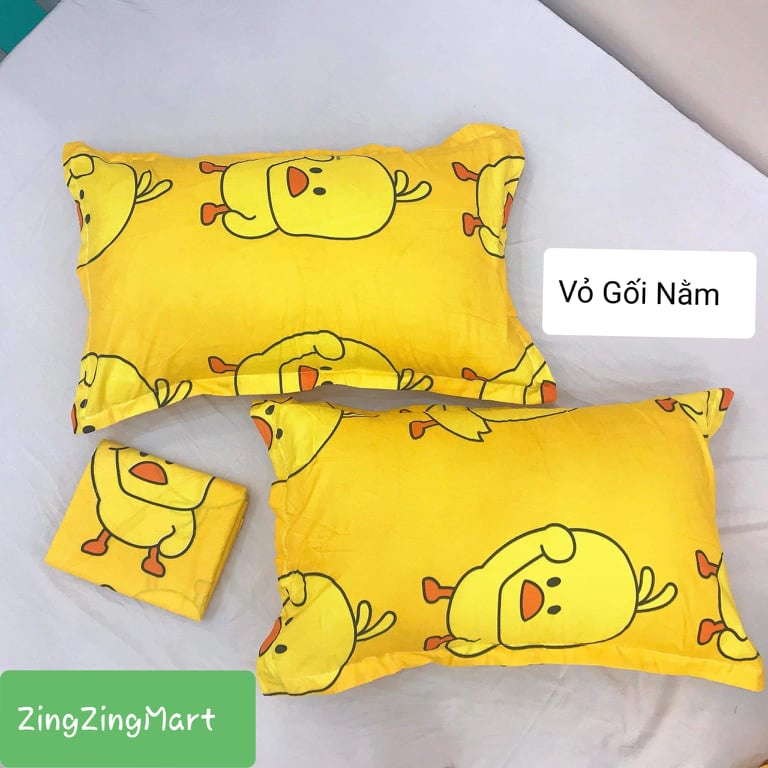Vỏ gối nằm, vỏ áo gối đầu kích thước 45cmx65cm vải poly cotton màu vịt vàng