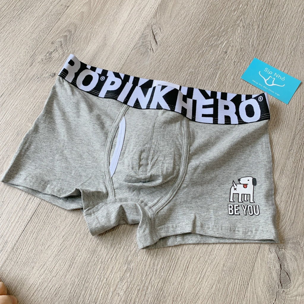 Quần sịp đùi nam cotton màu xám Pink Hero