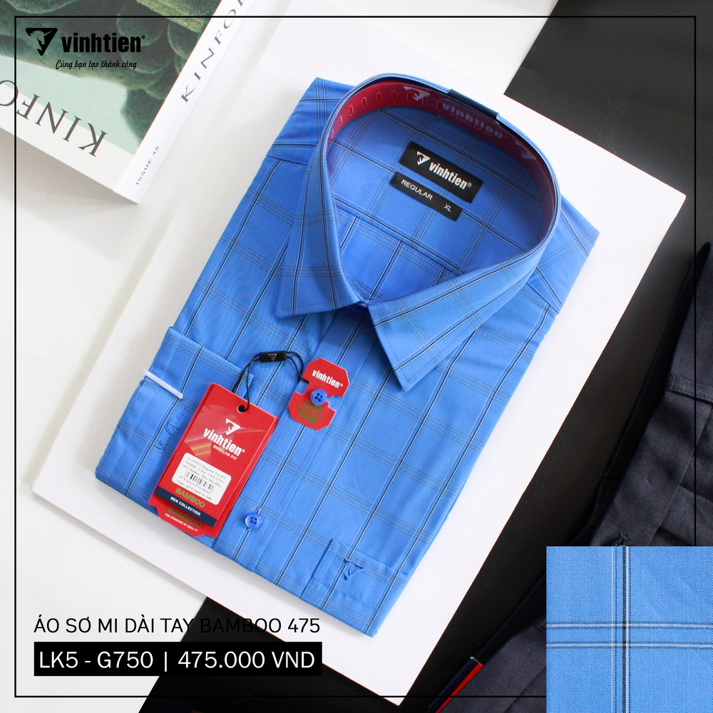 Áo Sơ Mi Dài Tay Caro Bamboo Regular Fit 475 Vĩnh Tiến - Nhiều Màu