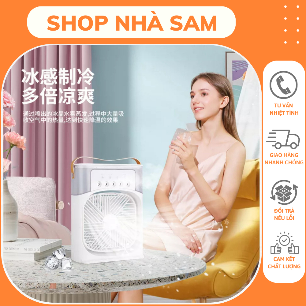 Quạt điều hoà hơi nước mini, Quạt hơi nước làm mát để bàn 3 chế độ gió dung tích bình chứa nước 600ml tích hợp đèn led | BigBuy360 - bigbuy360.vn