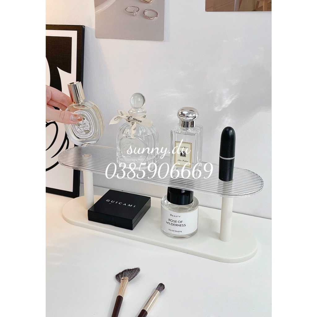 Giá Acrylic Hai Tầng Trưng Bày Nước Hoa/ Mỹ Phẩm Để Bàn Tiện Dụng, Khay để nước hoa, Kệ Đựng Nước Hoa