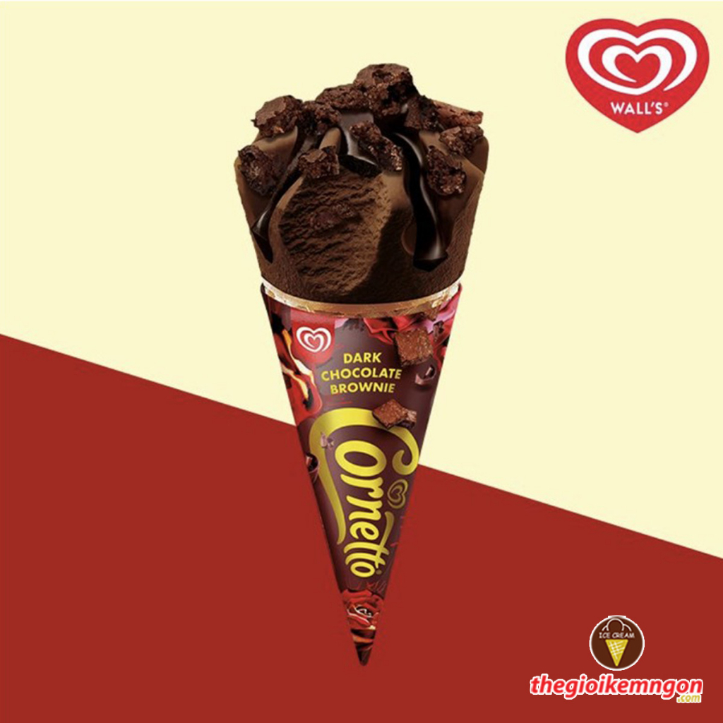 Kem ốc quế brownie socola đen Wall's Cornetto Dark Chocolate Brownie 107ML